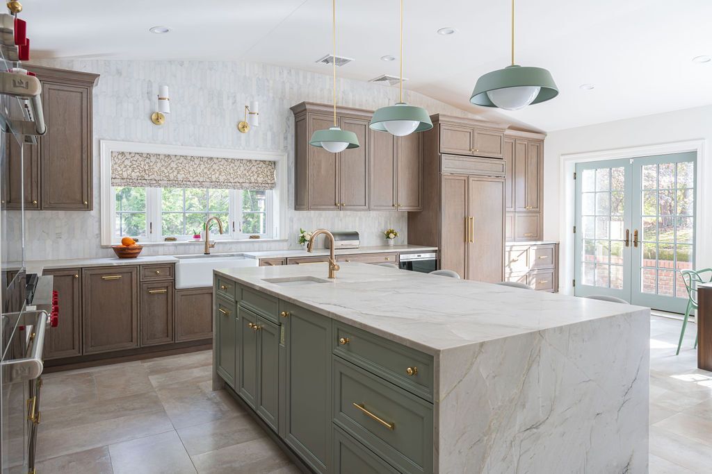 G&L and Sons Renovations Verona, NJ kitchen remodel featuring gold fixtures and wood cabinetry